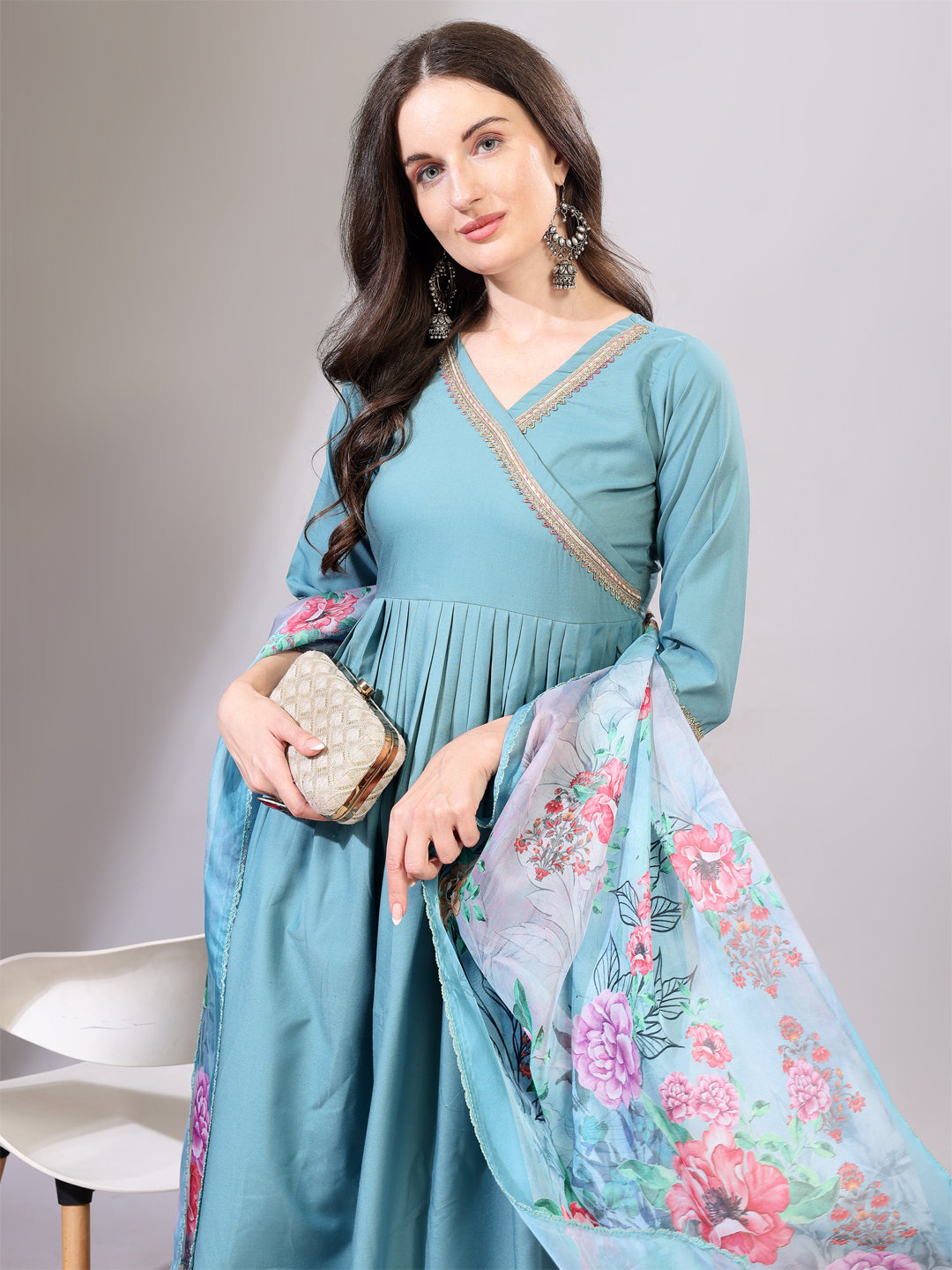 teal kurta set