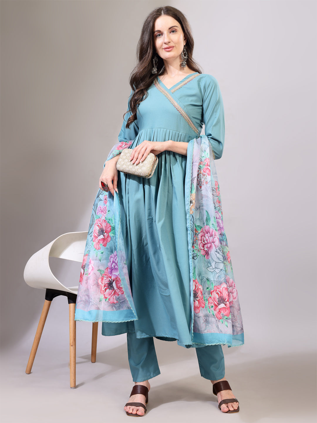 teal kurta set