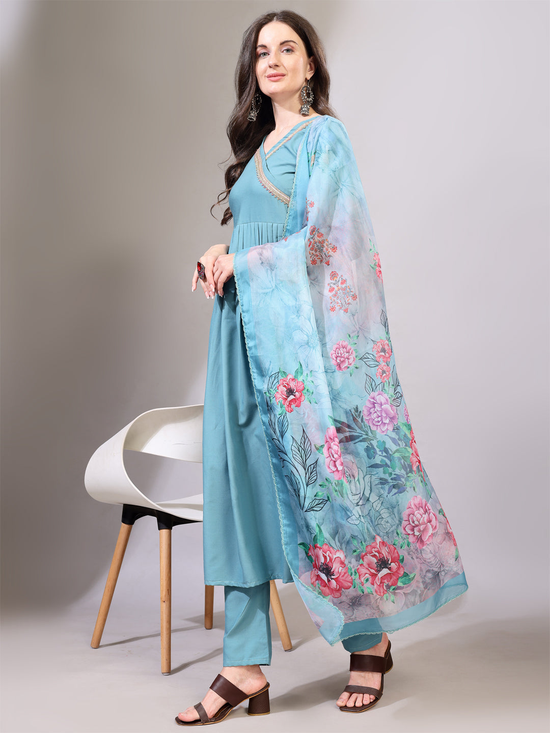 teal kurta set