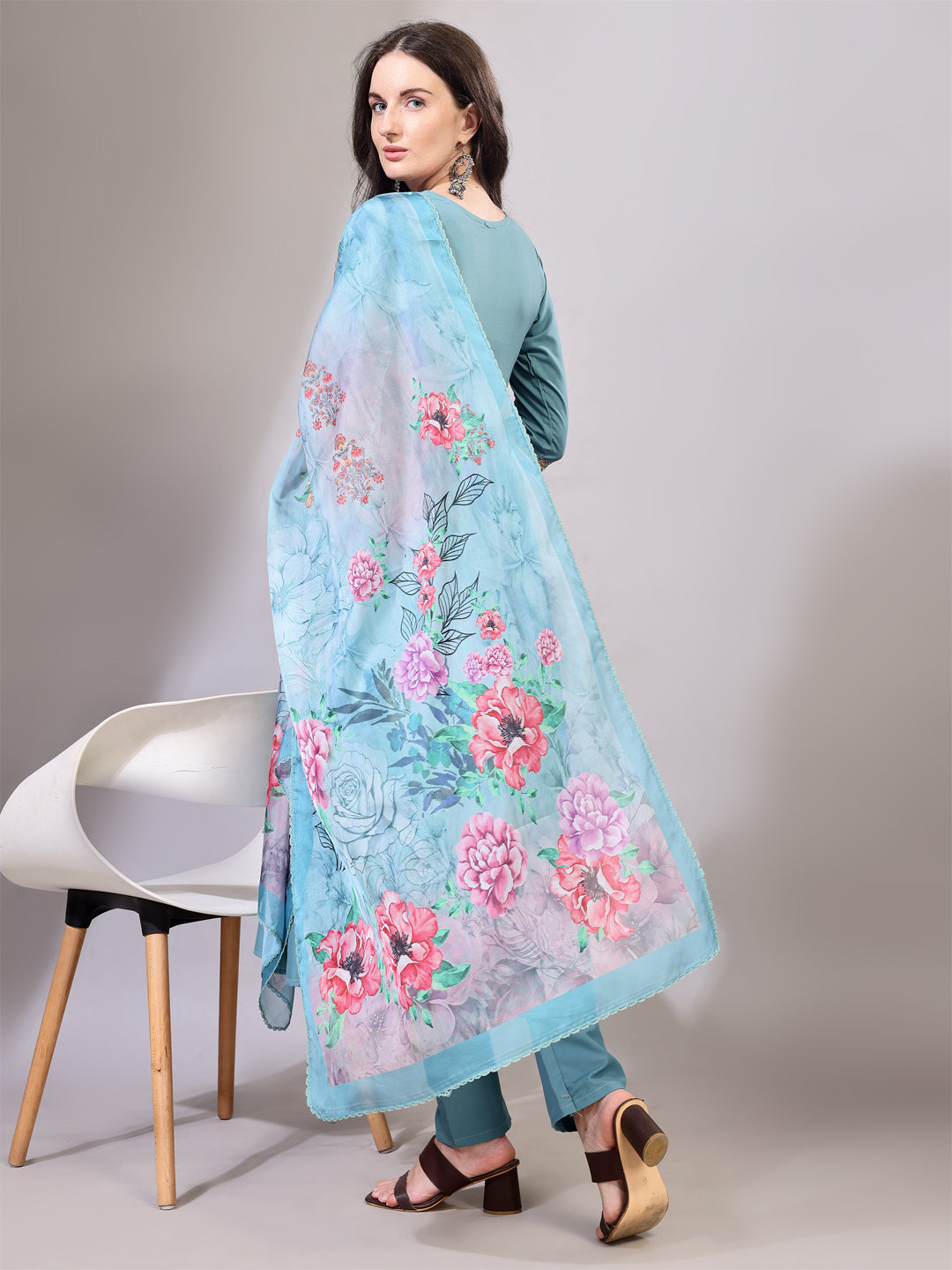 teal kurta set
