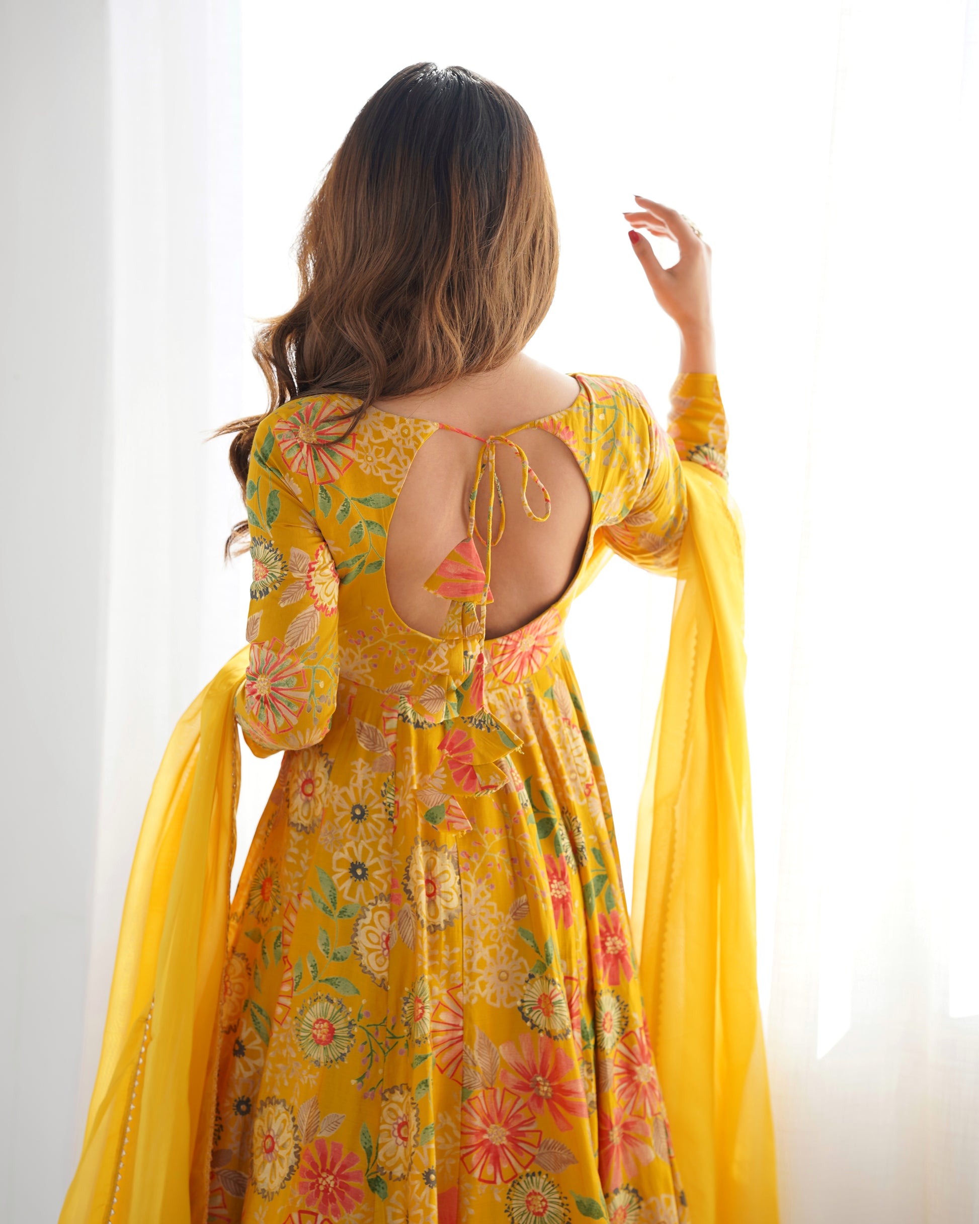 yellow anarkali kurta with palazzo
