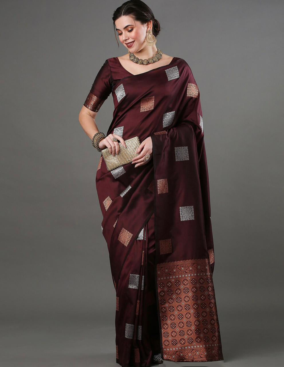 Wine Saree for Women Latest Design Party Wear Collection
