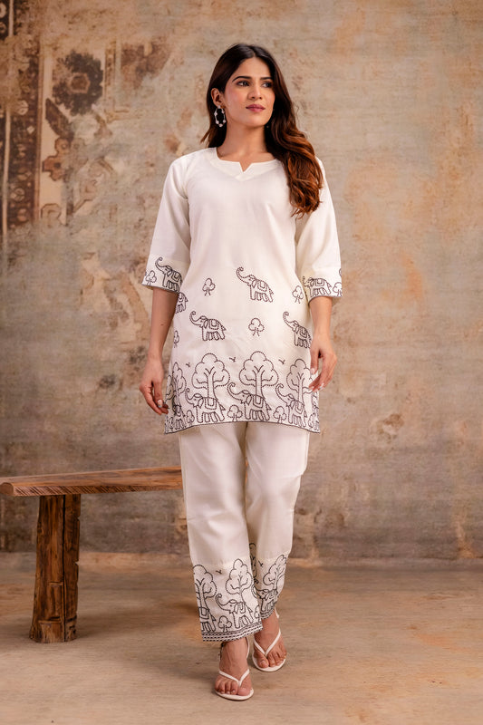 white cotton co-ord set