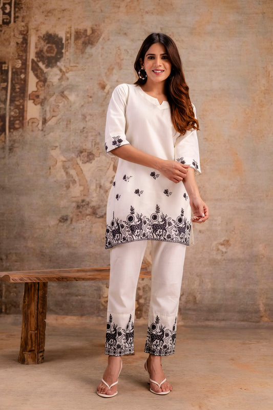 White sequence Embroidered co-ord sets