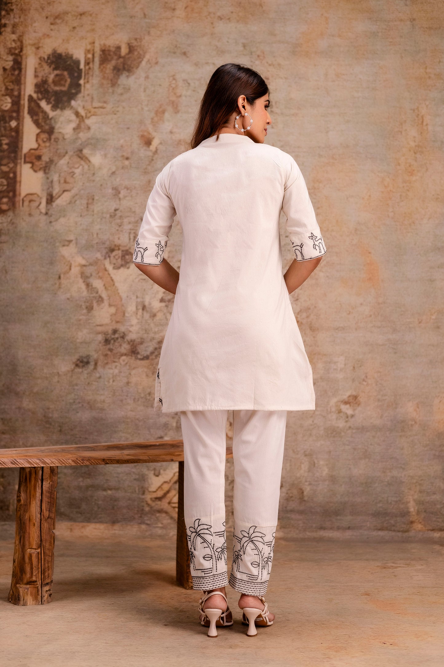 White cotton Embroidered co-ord sets