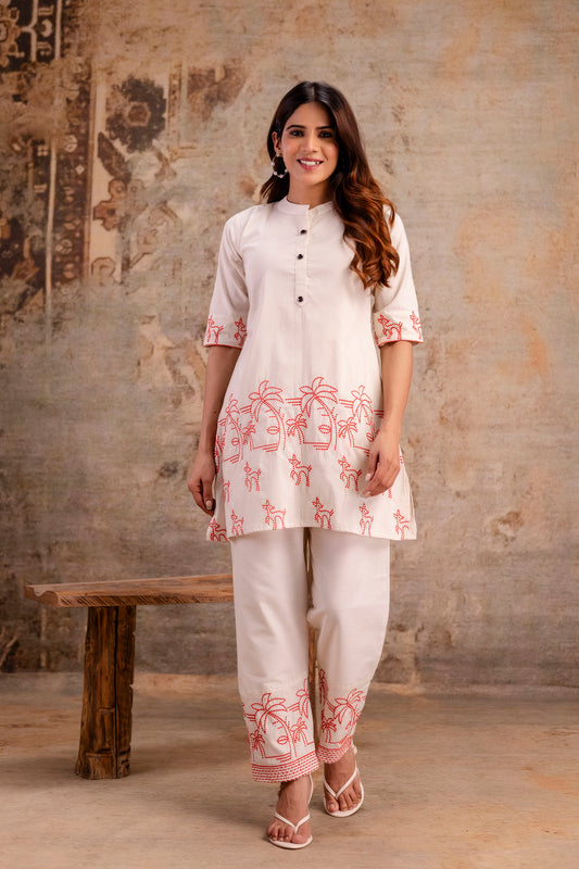 wHITE  Embroidered co-ord sets