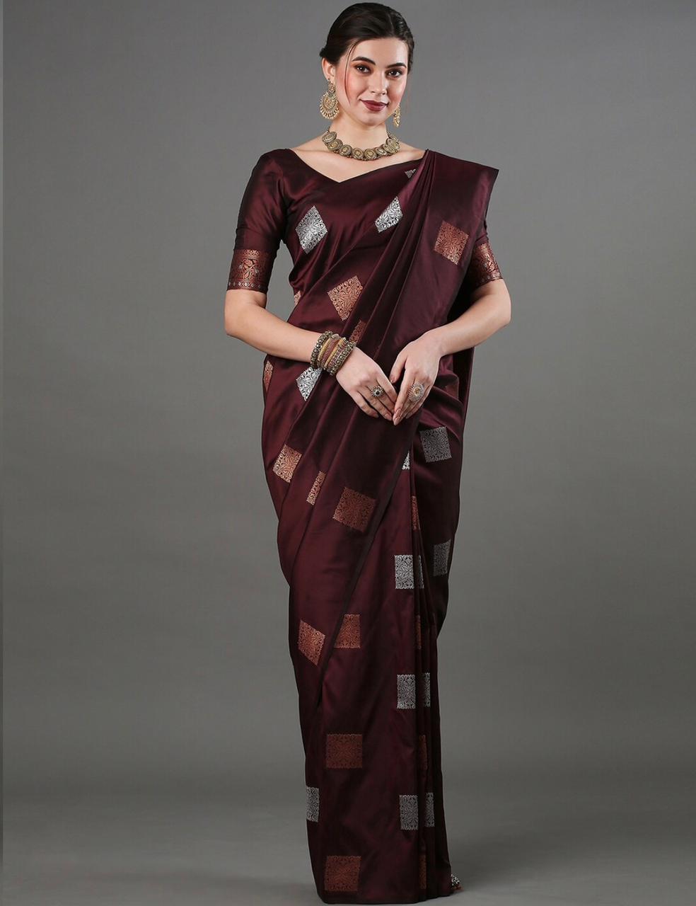 Wine Saree for Women Latest Design Party Wear Collection