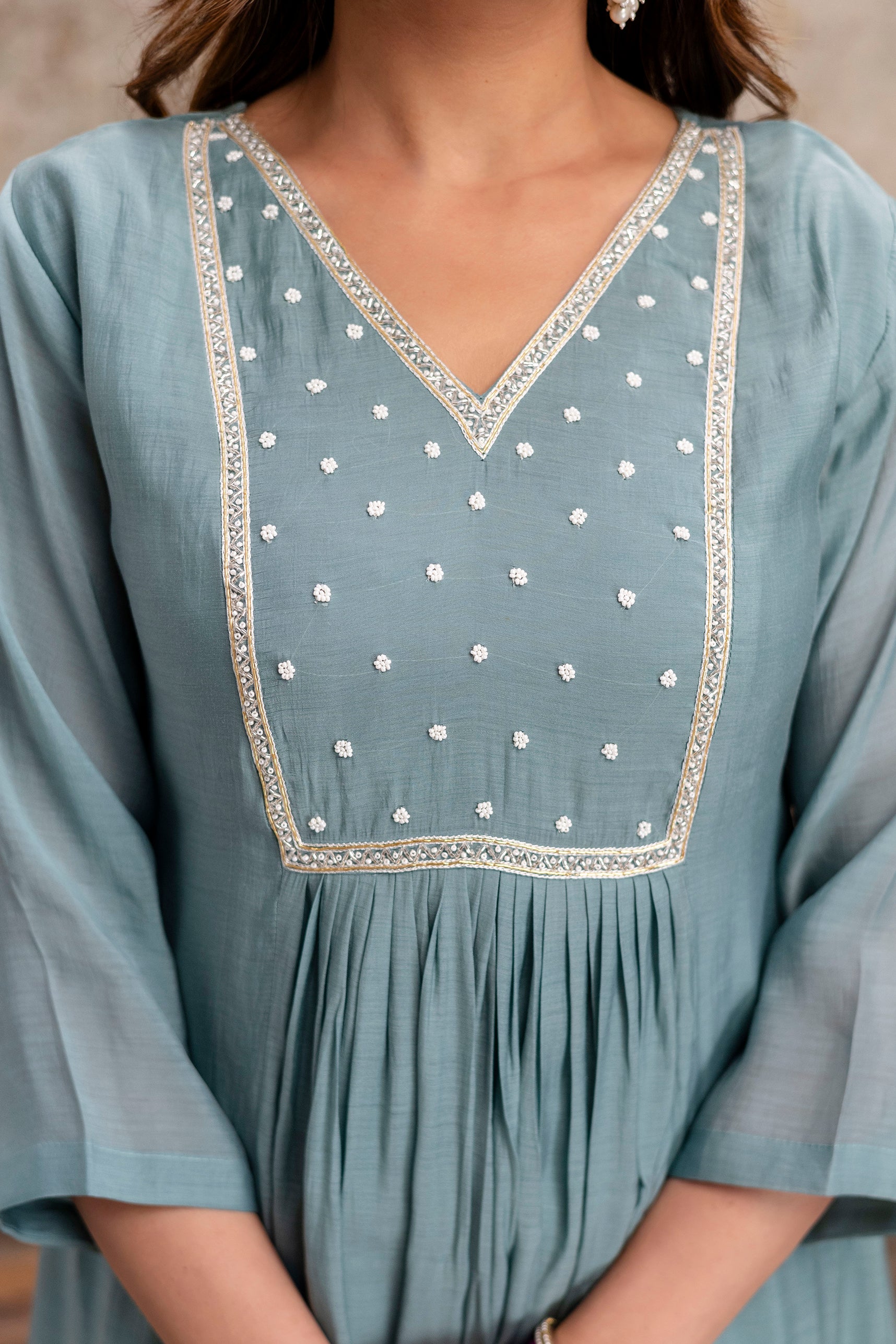 rama hand work cotton kurta set