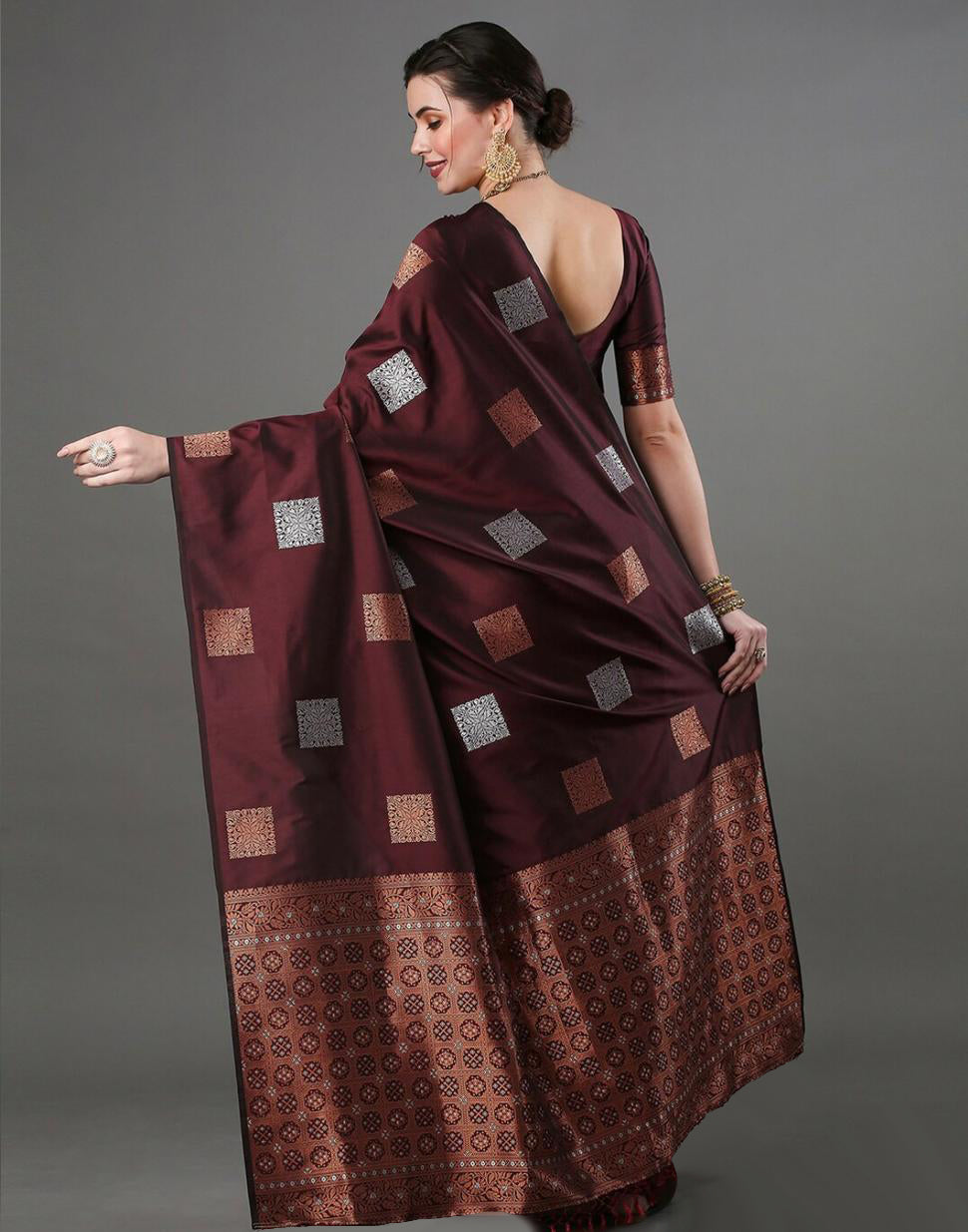 Wine Saree for Women Latest Design Party Wear Collection