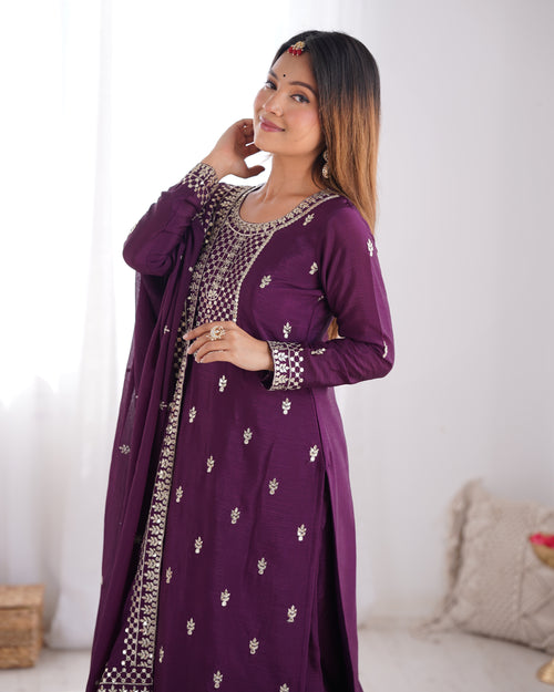 Beautiful Purple Silk Kurta Set