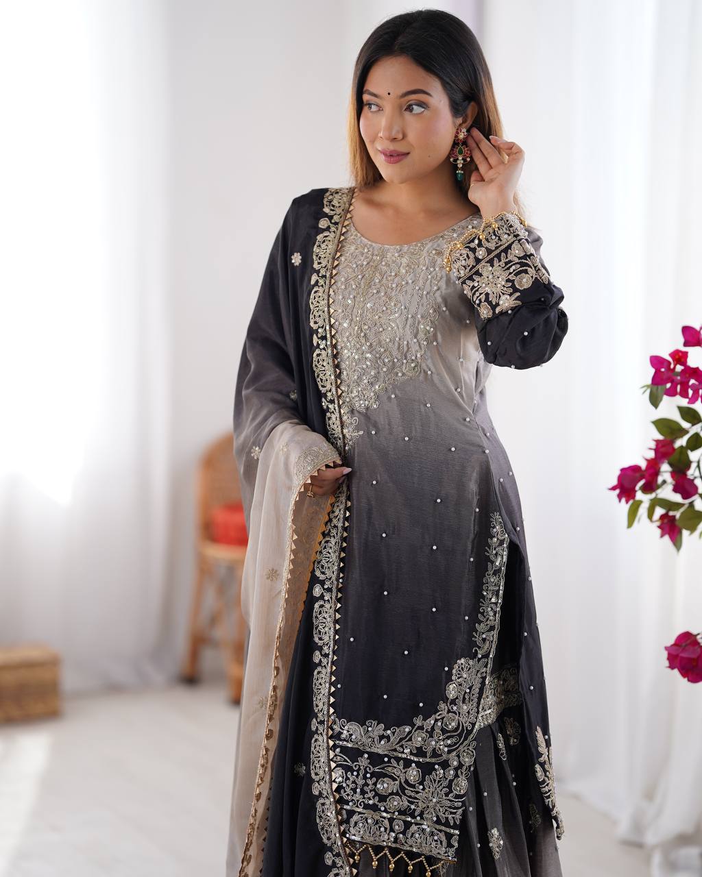 Black Sharara Suit