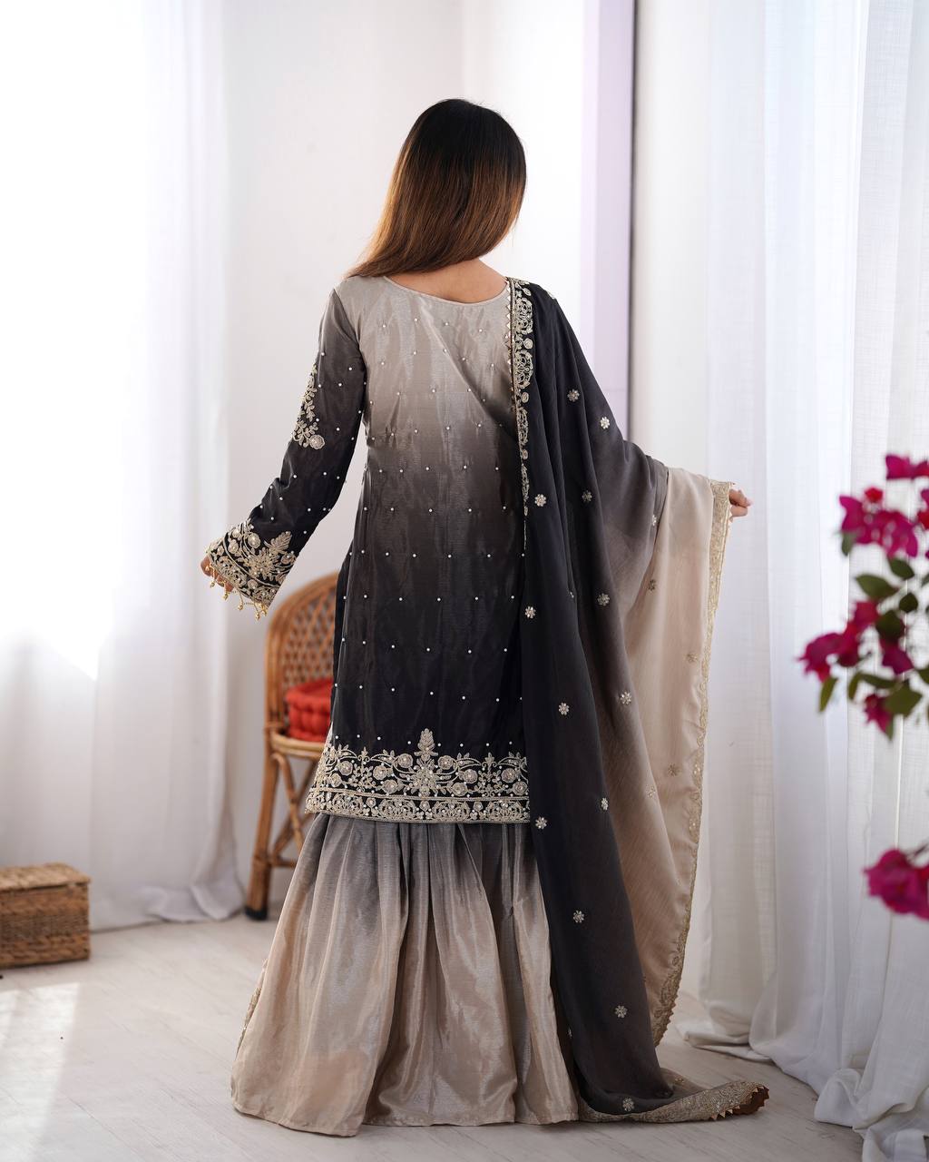 Black Sharara Suit