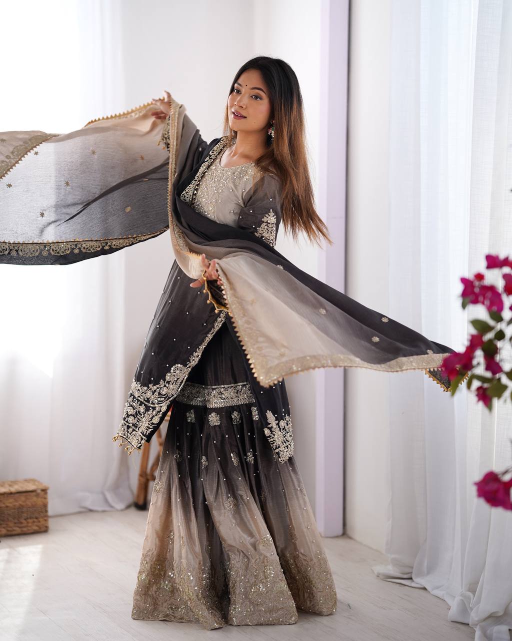 Black Sharara Suit