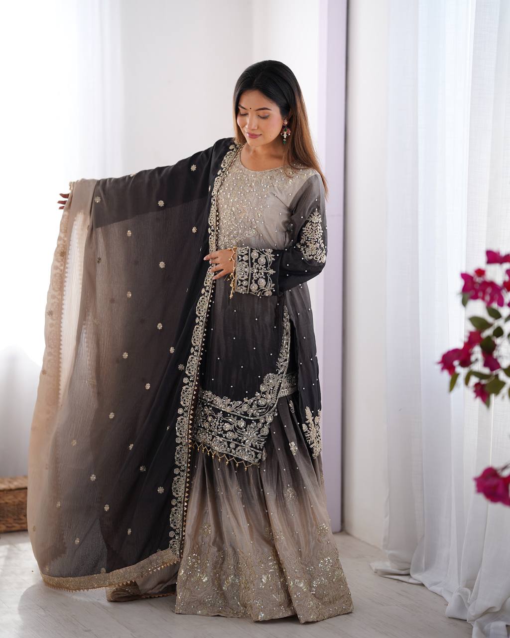 Black Sharara Suit