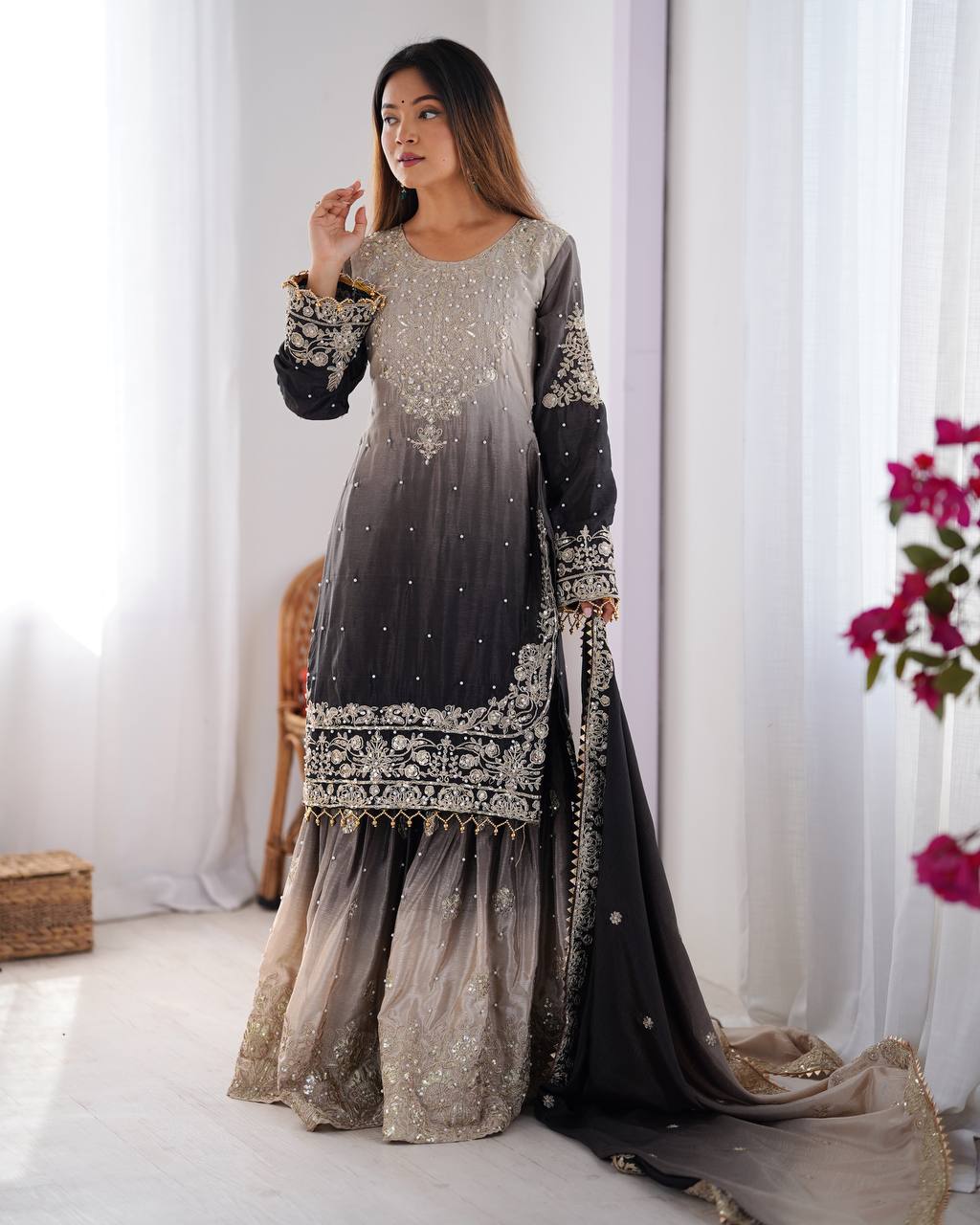 Black Sharara Suit