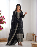 Black Silk Embroidery Kurta Set