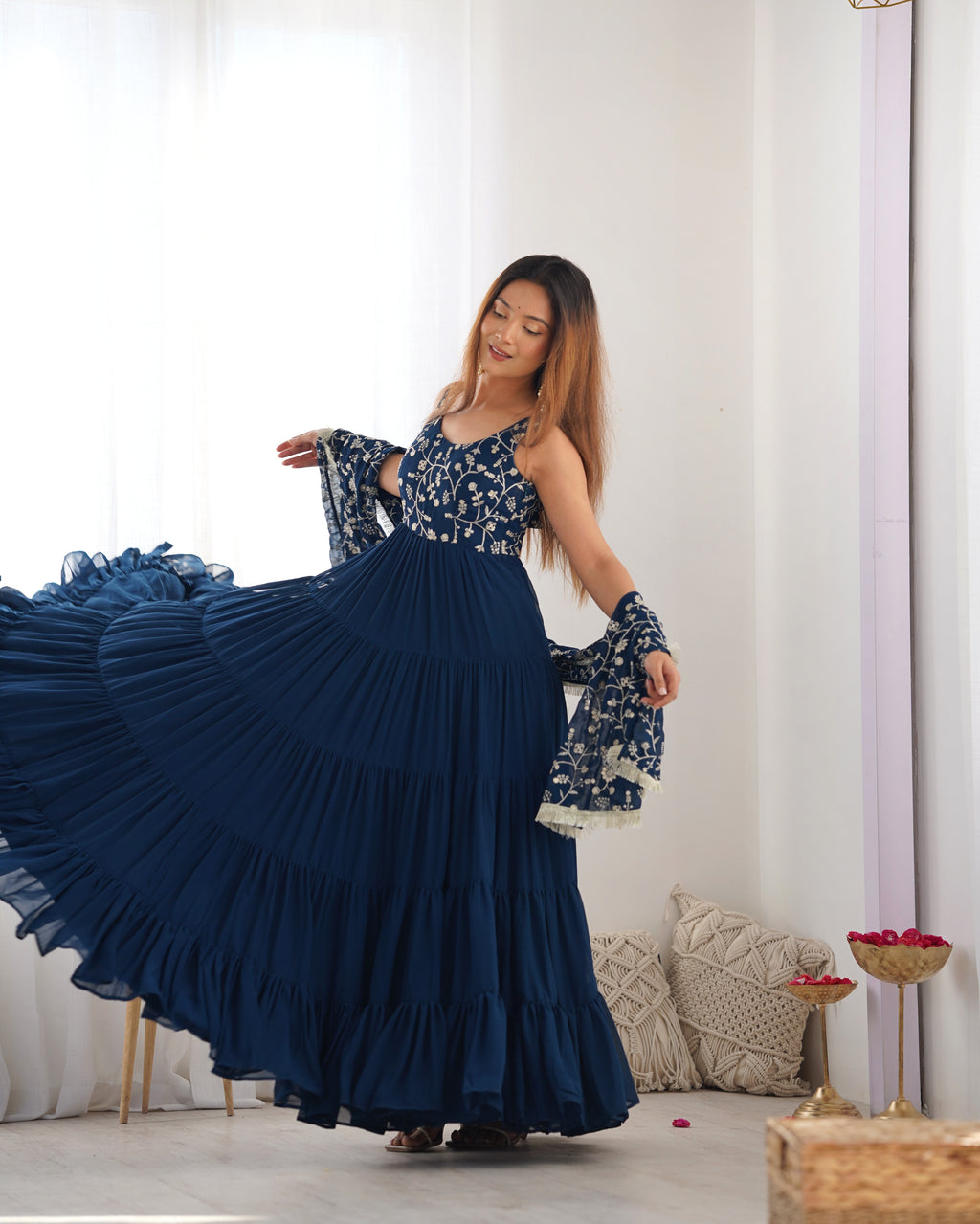 Blue Georgette Anarkali Suit with Dupatta 3