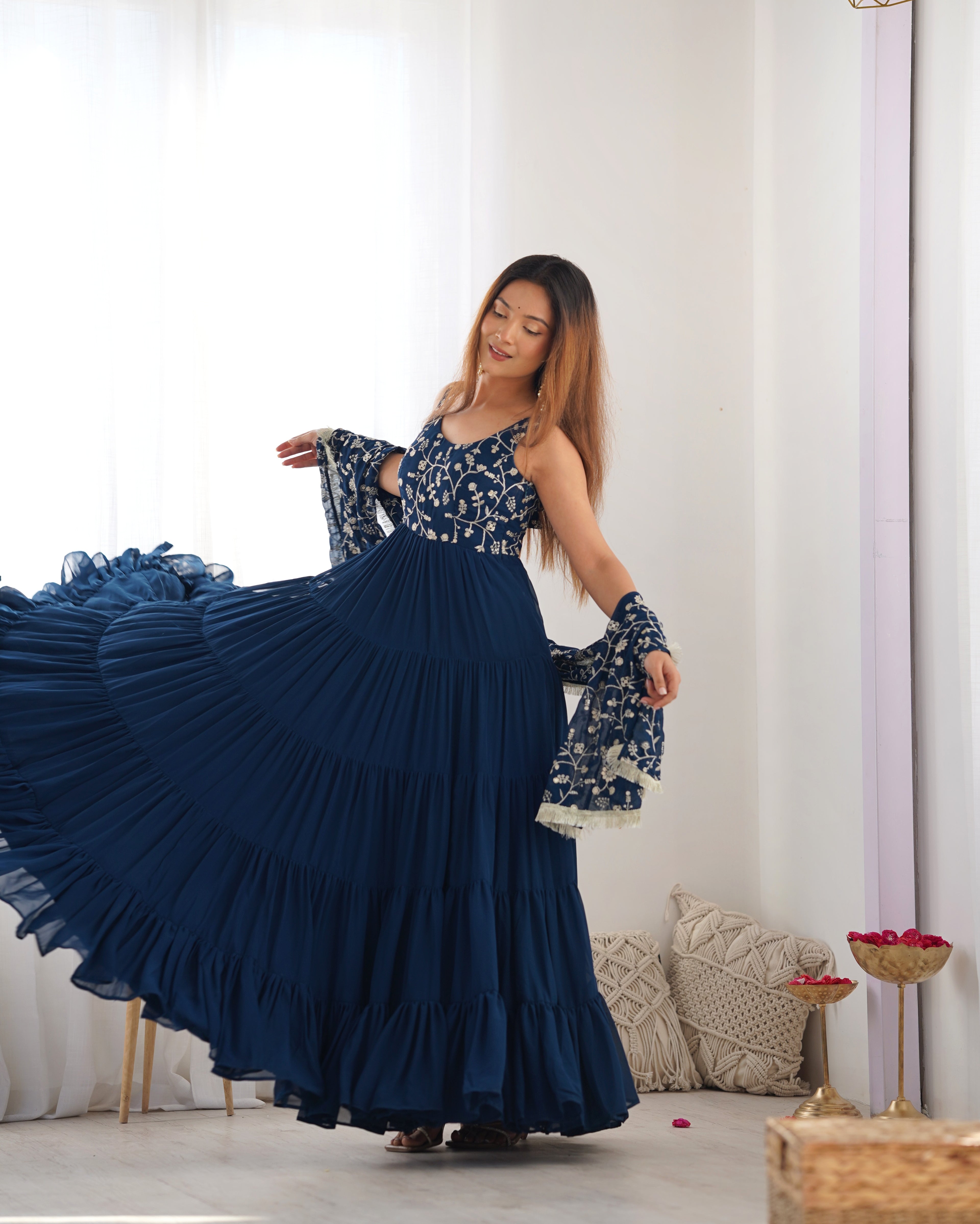 Blue Georgette Anarkali Suit with Dupatta 3