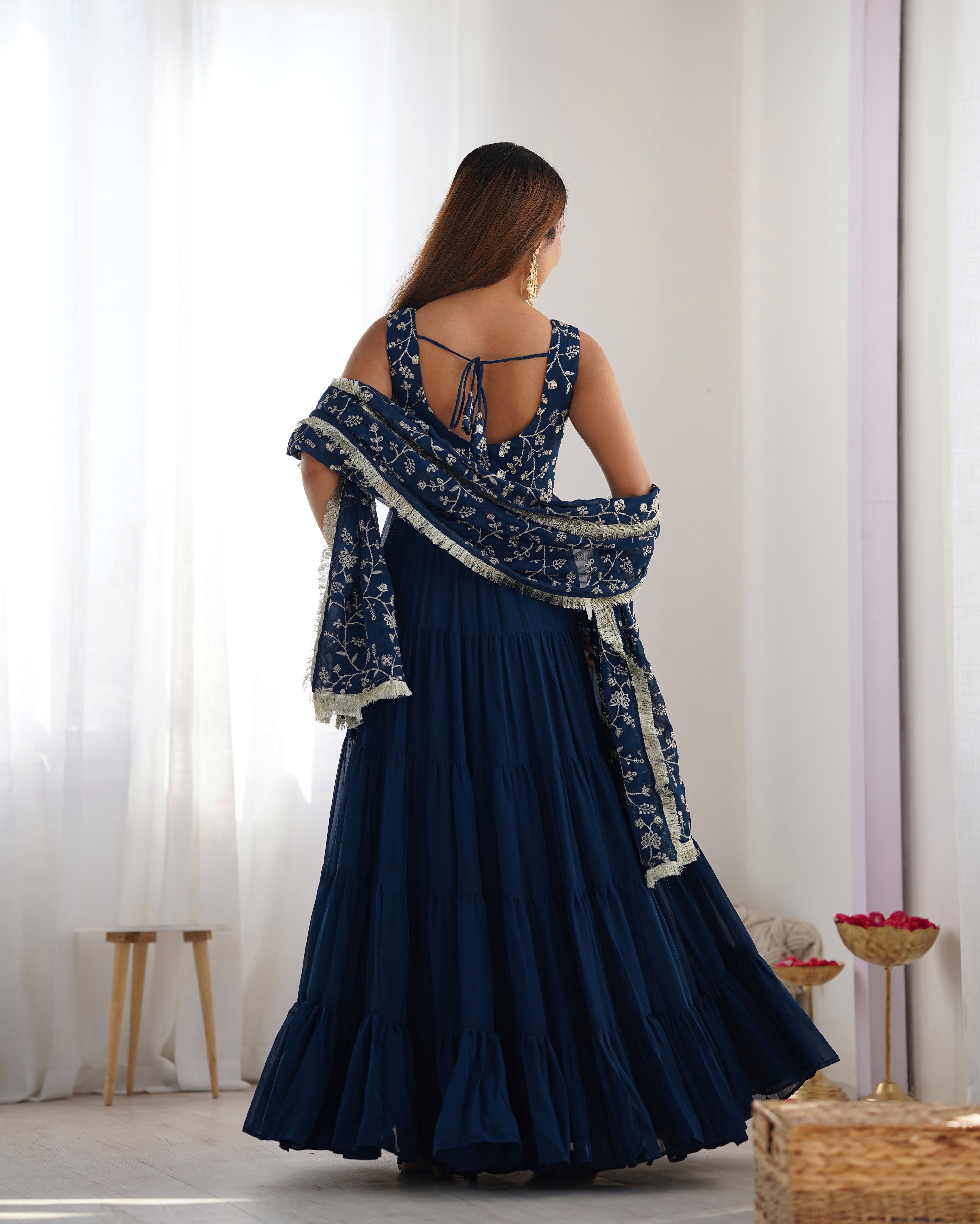 Blue Georgette Anarkali Suit with Dupatta 5