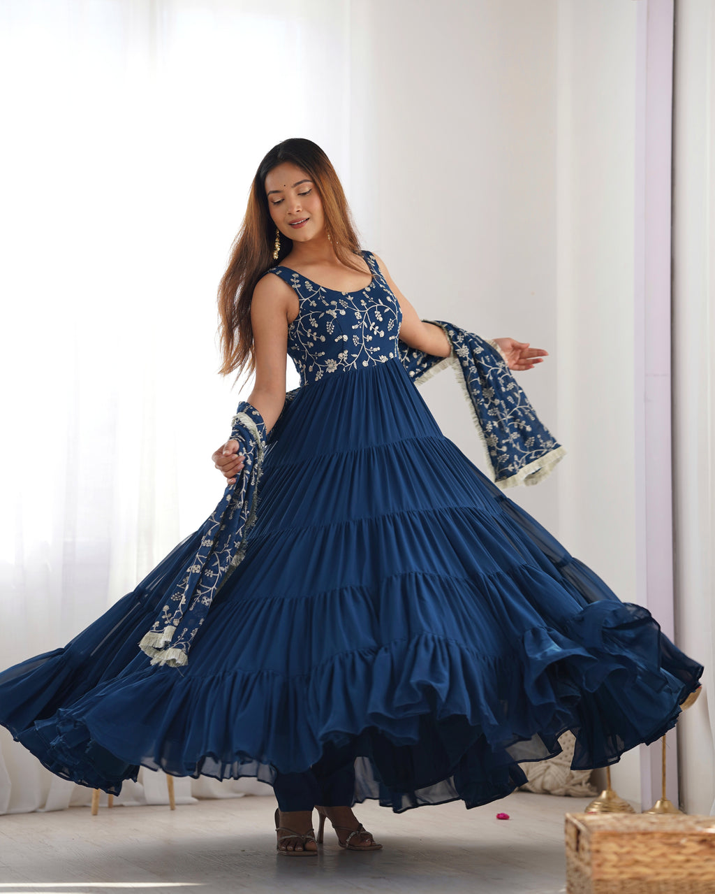 Blue Georgette Anarkali Suit with Dupatta main