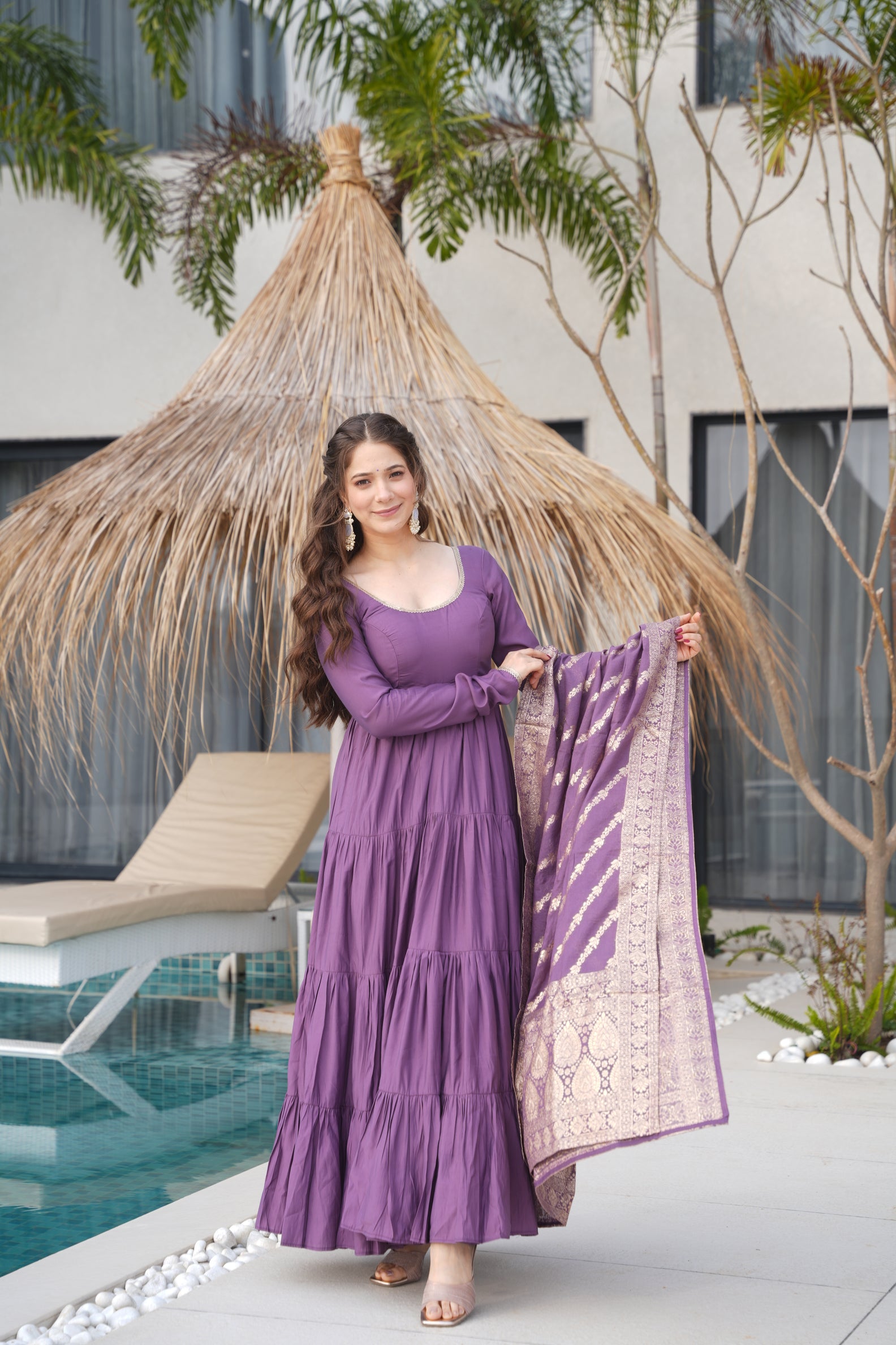 Purple Anarkali Festive Suit Sets