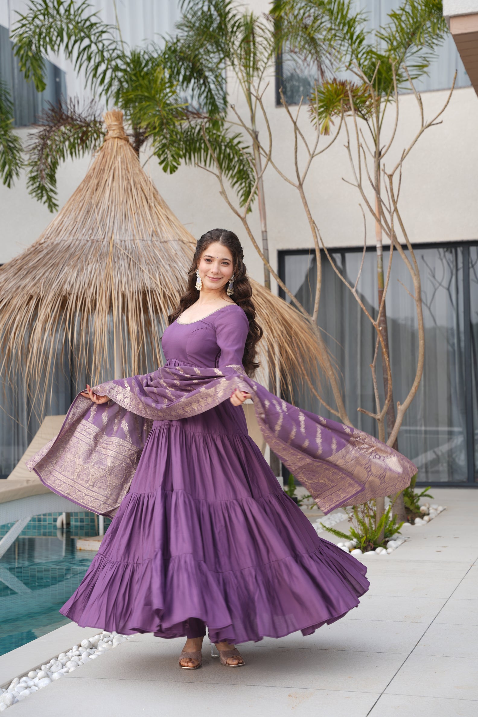 Purple Anarkali Festive Suit Sets