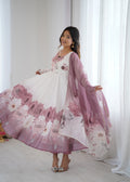 onion pink organja silk printed anarkali suit set