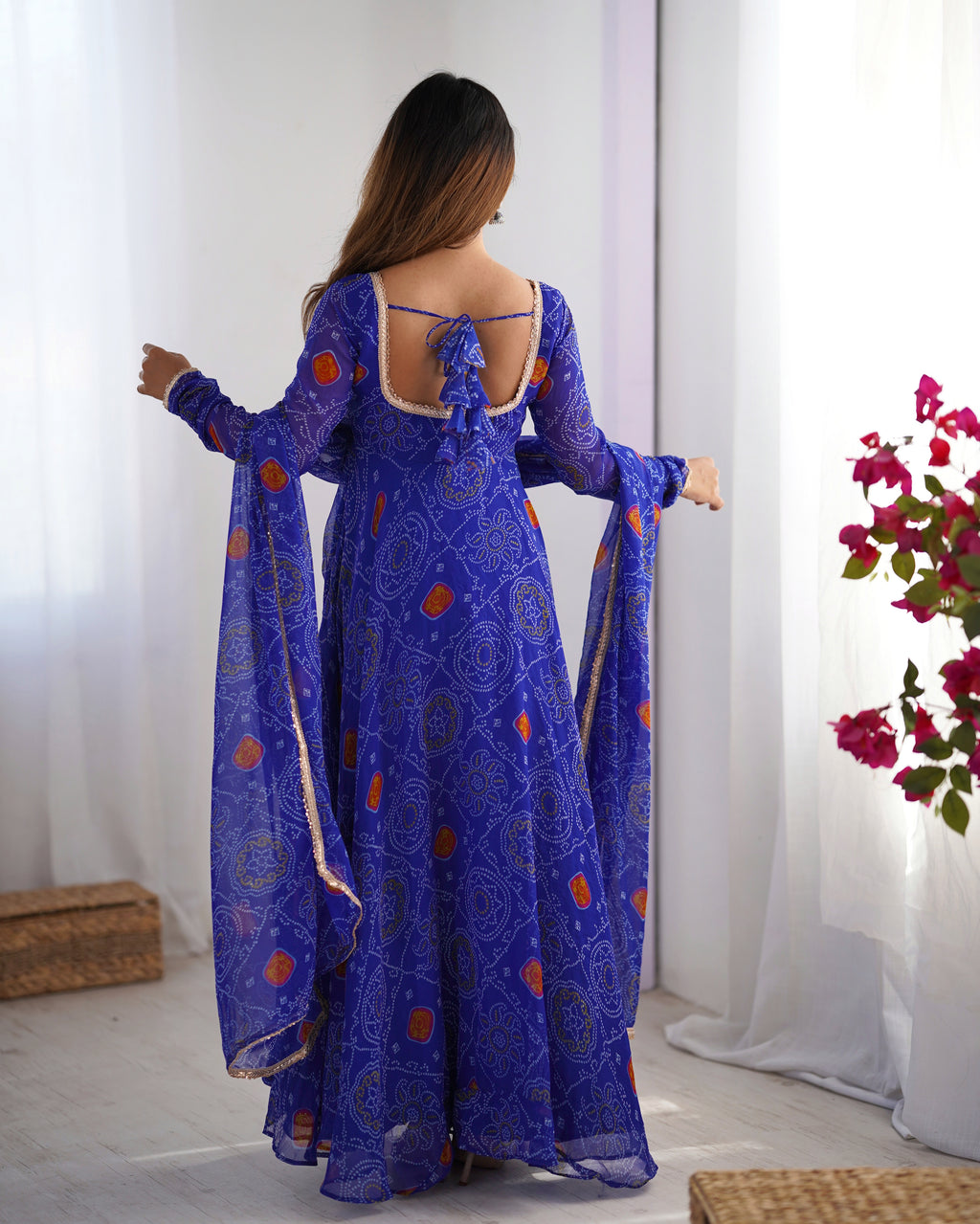 Blue Bandhani Anarkali Suit