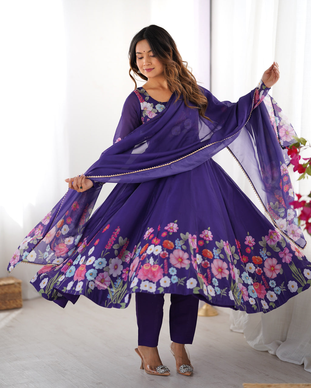 Purple Anarkali Suit Set