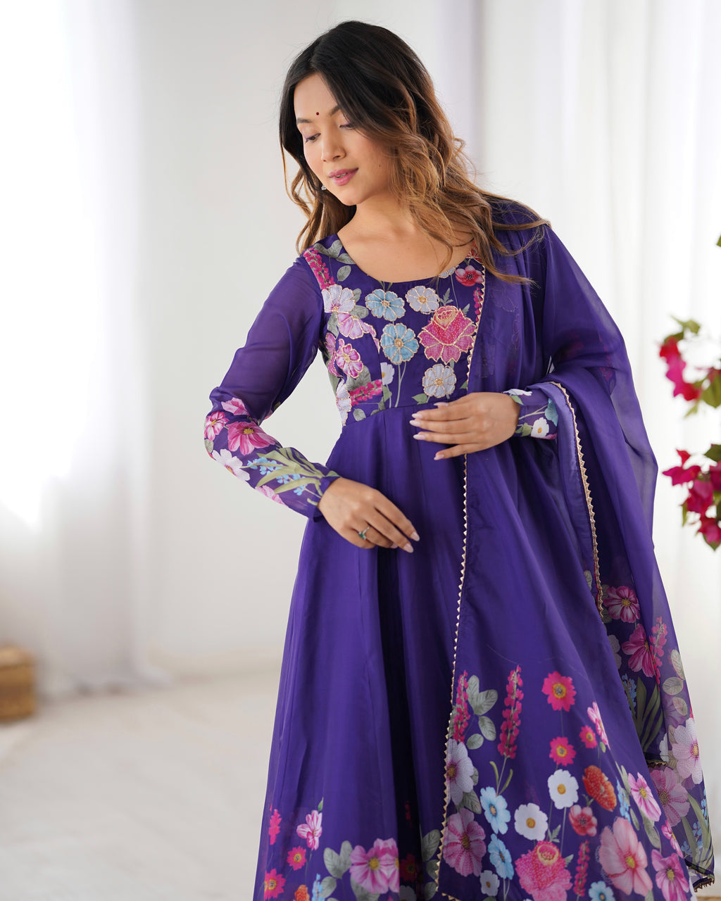 Purple Anarkali Suit Set