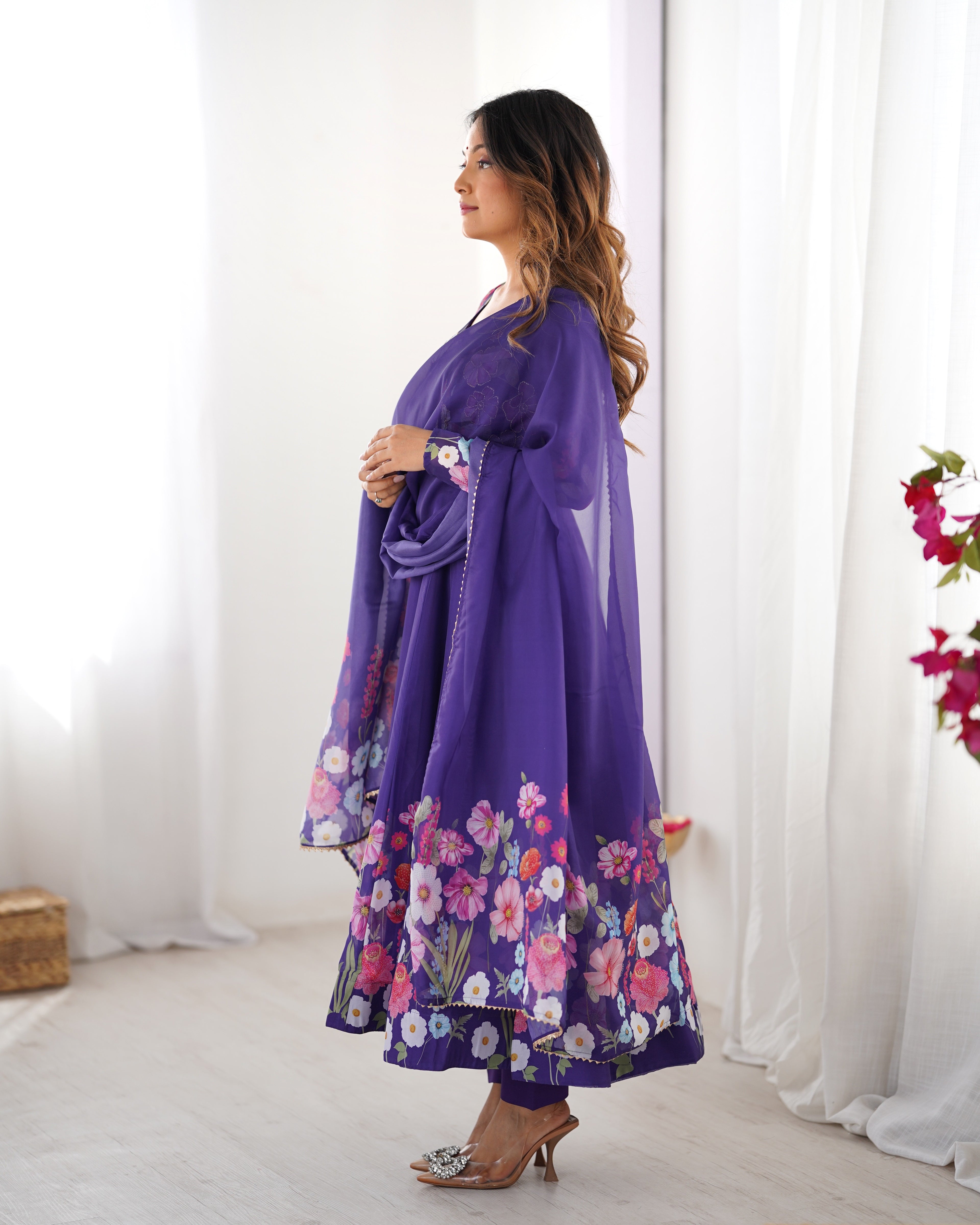 Purple Anarkali Suit Set