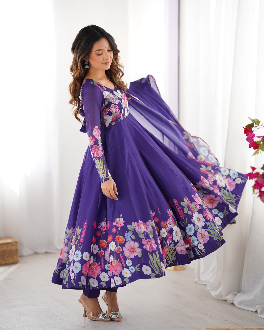 Purple Anarkali Suit Set