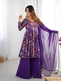 Purple Palazzo Suit Sets With Dupatta