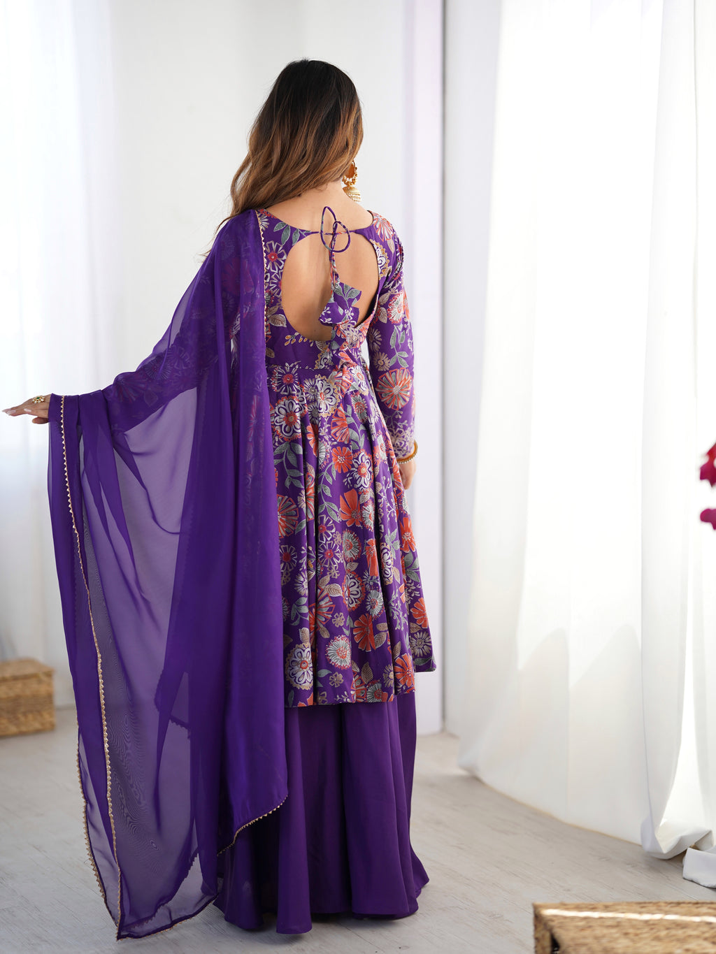 Purple Palazzo Suit Sets With Dupatta