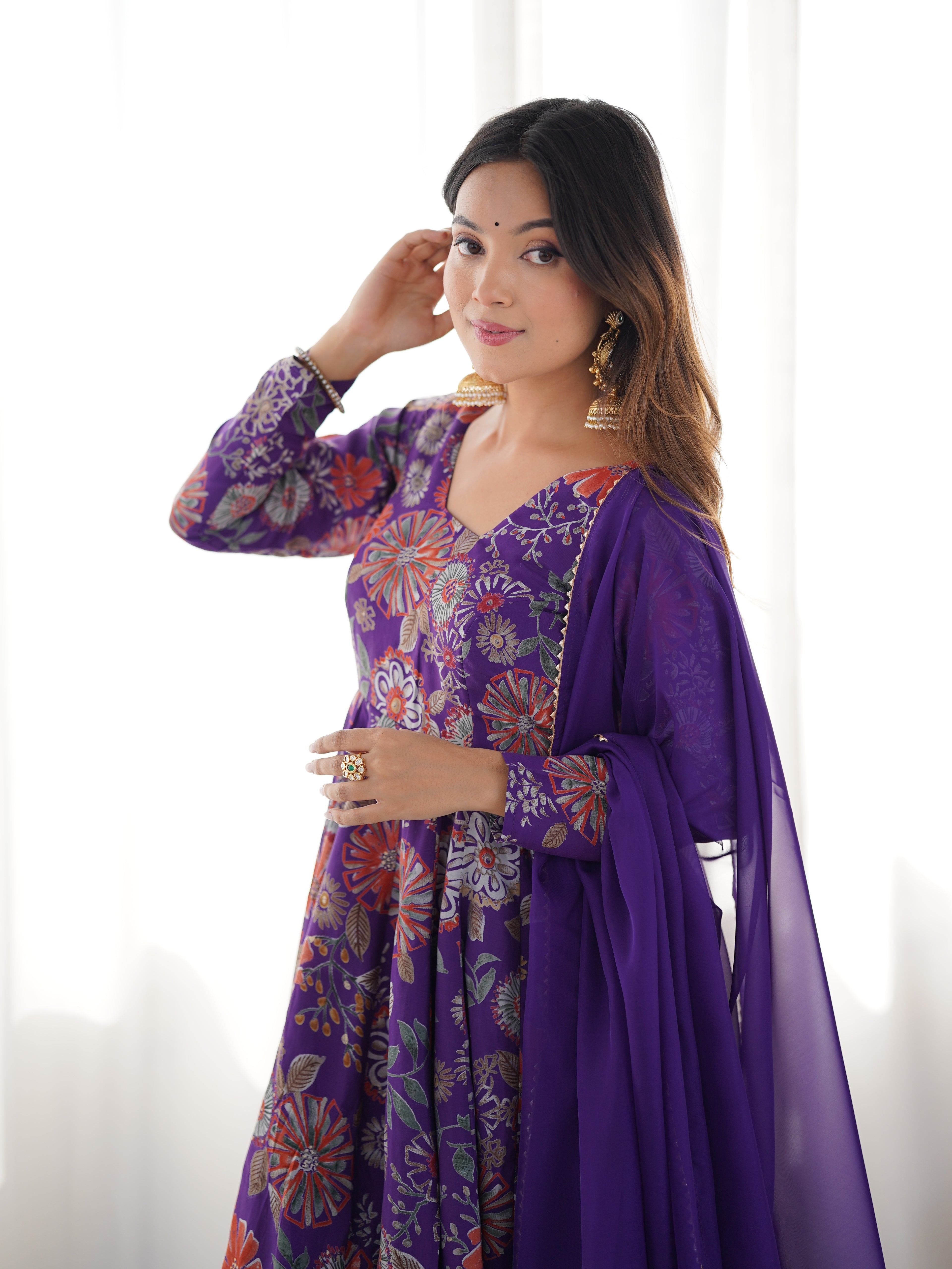 Purple Palazzo Suit Sets With Dupatta