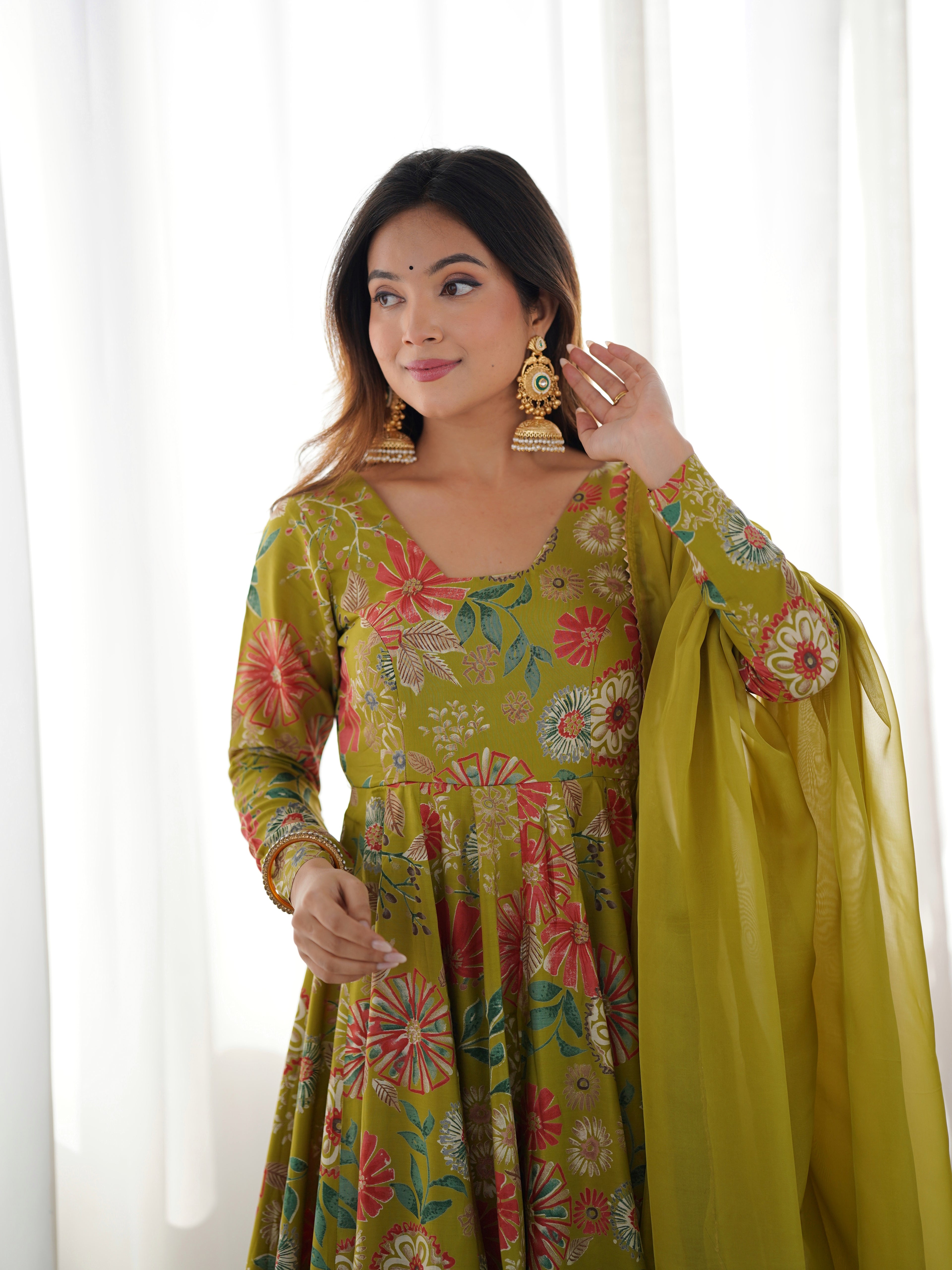Green Palazzo Suit Sets With Dupatta