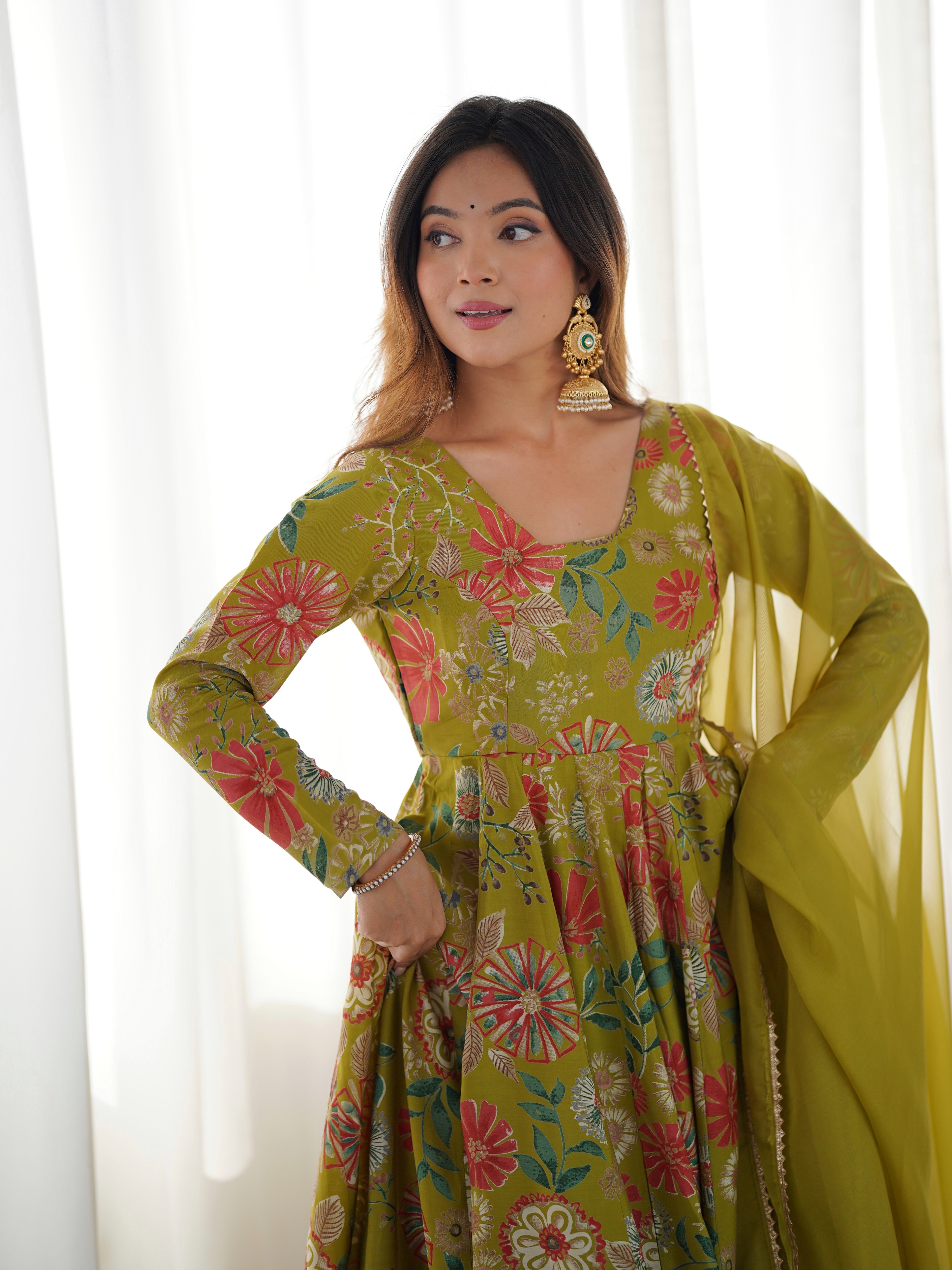 Green Palazzo Suit Sets With Dupatta