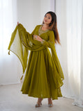 Green Georgette Full Sleeve Anarkali Set