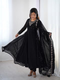 Black Georgette Full Sleeve Anarkali Set