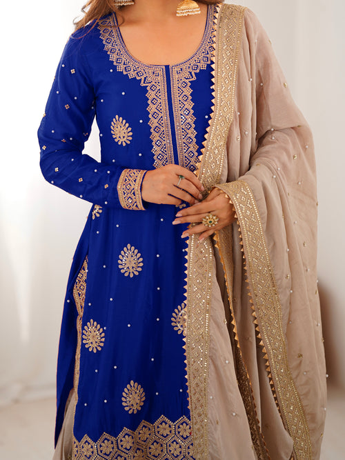 Blue Chinon Silk is known for its beautiful drape and soft sheen