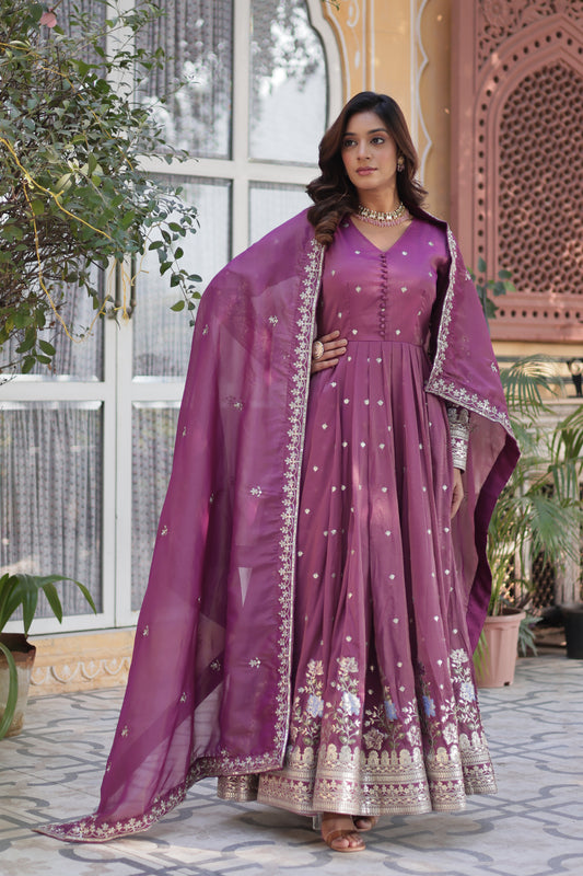 Deep Pink Anarkali Gown For Wedding