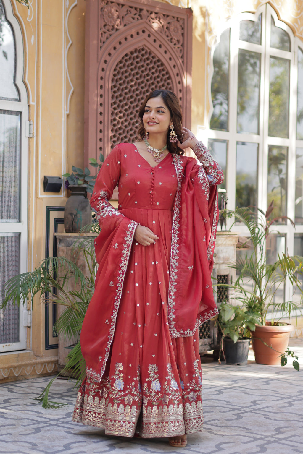 Red Anarkali Gown For Wedding