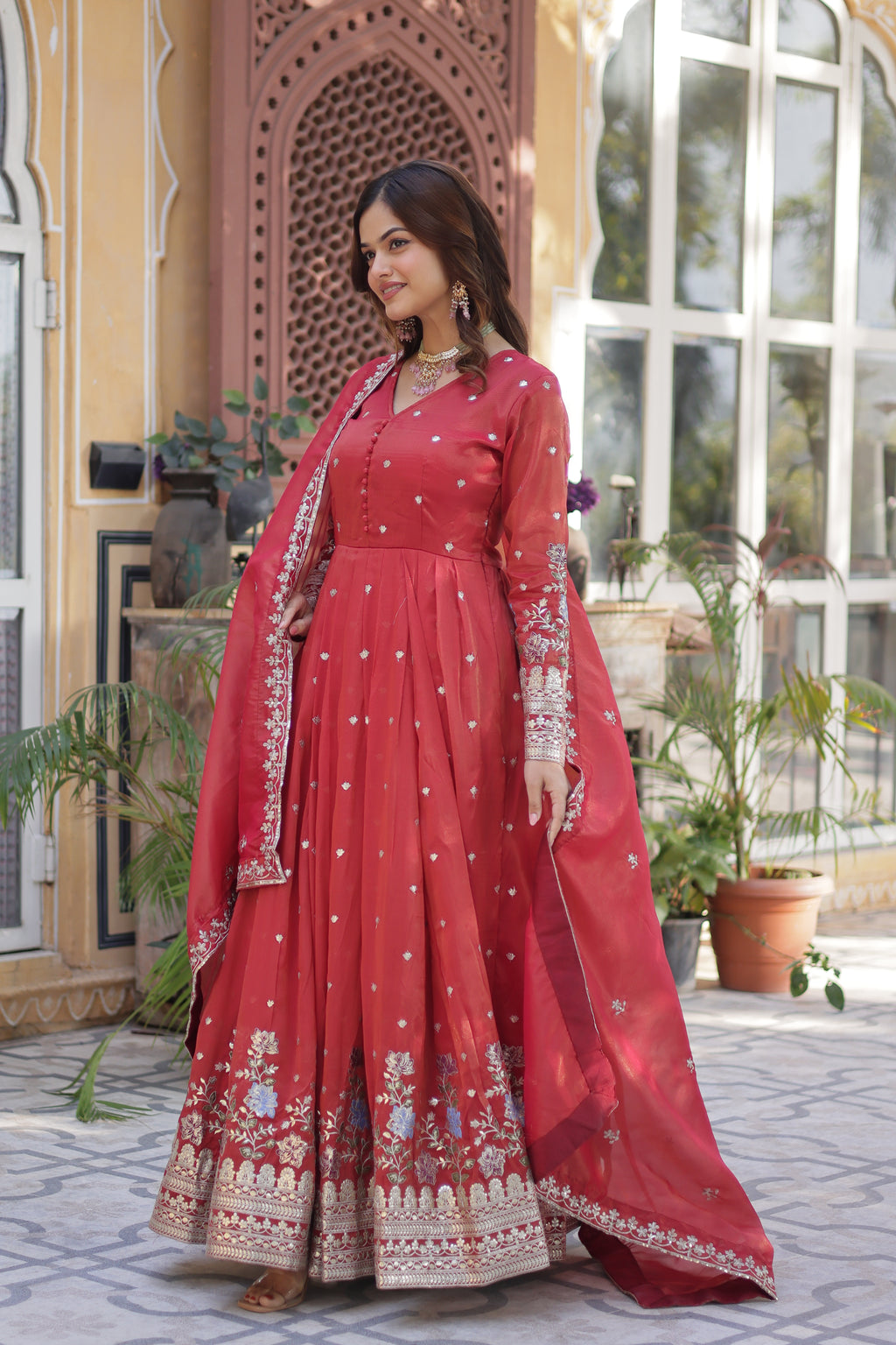 Red Anarkali Gown For Wedding