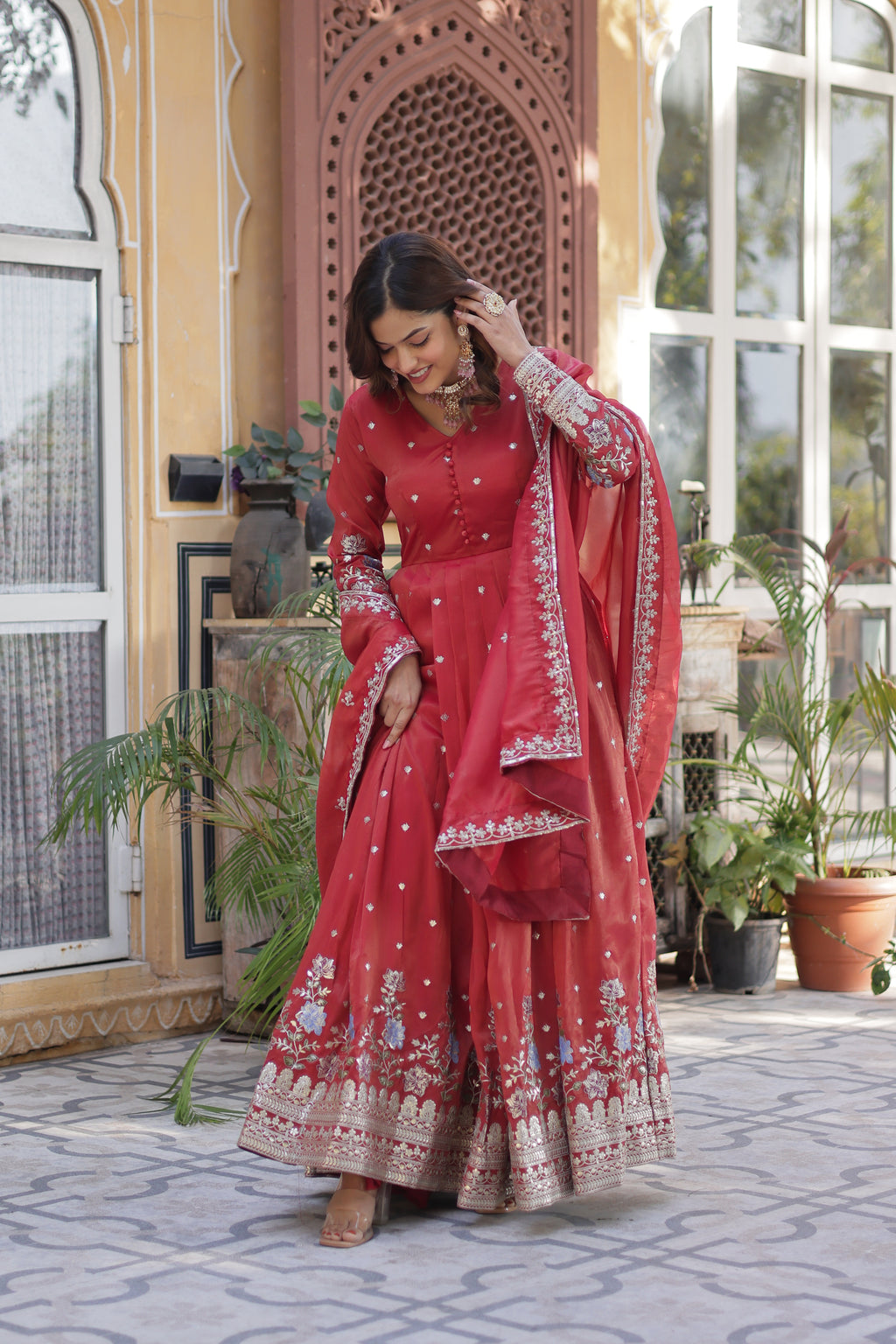 Red Anarkali Gown For Wedding