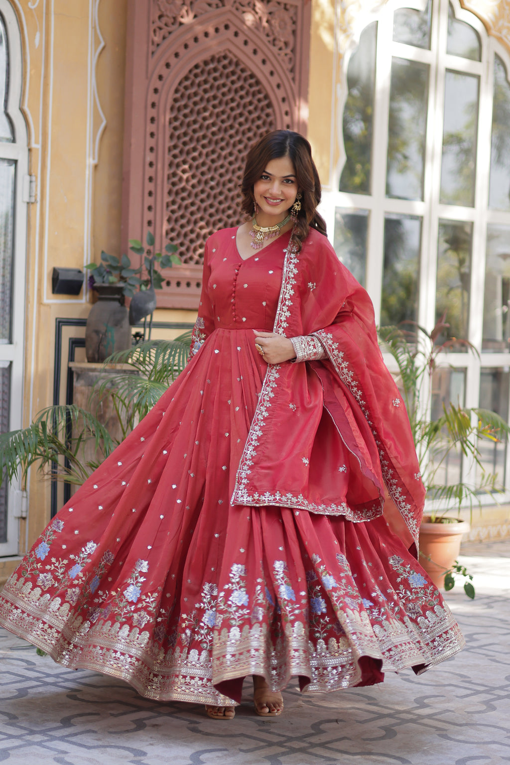 Red Anarkali Gown For Wedding