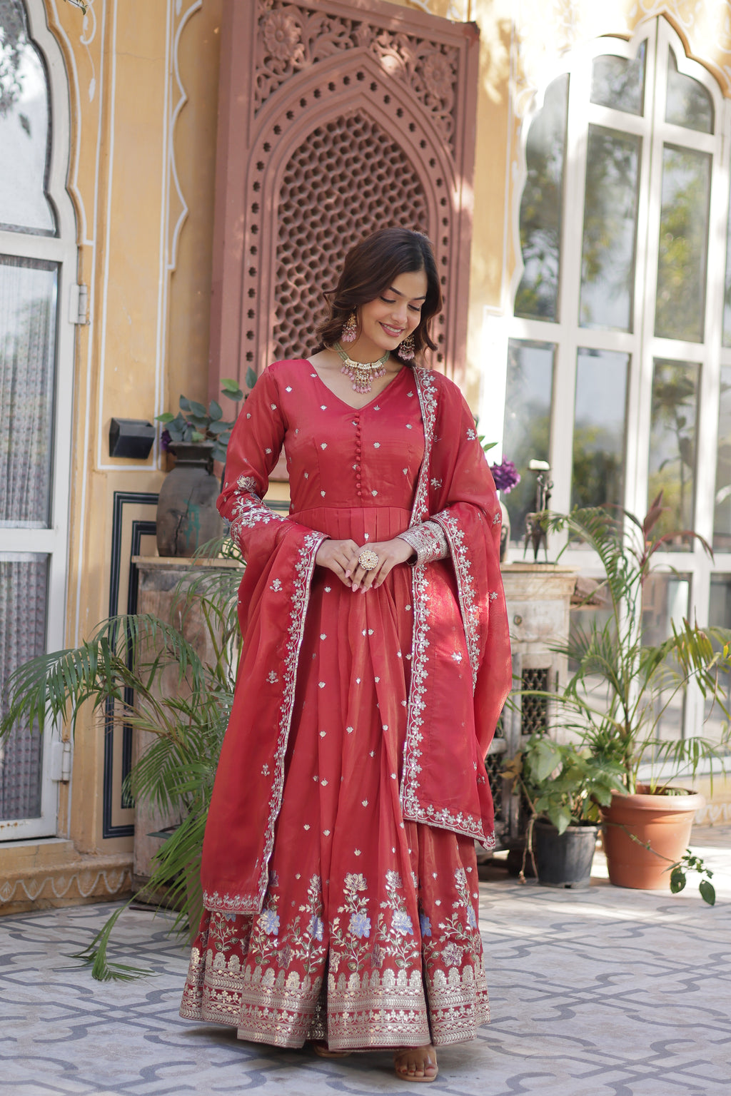 Red Anarkali Gown For Wedding