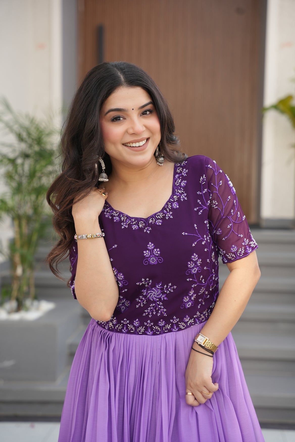 Purple Georgette Maxi Dress