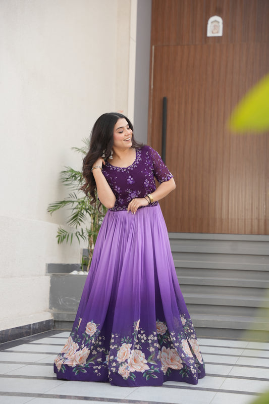 Purple Georgette Maxi Dress