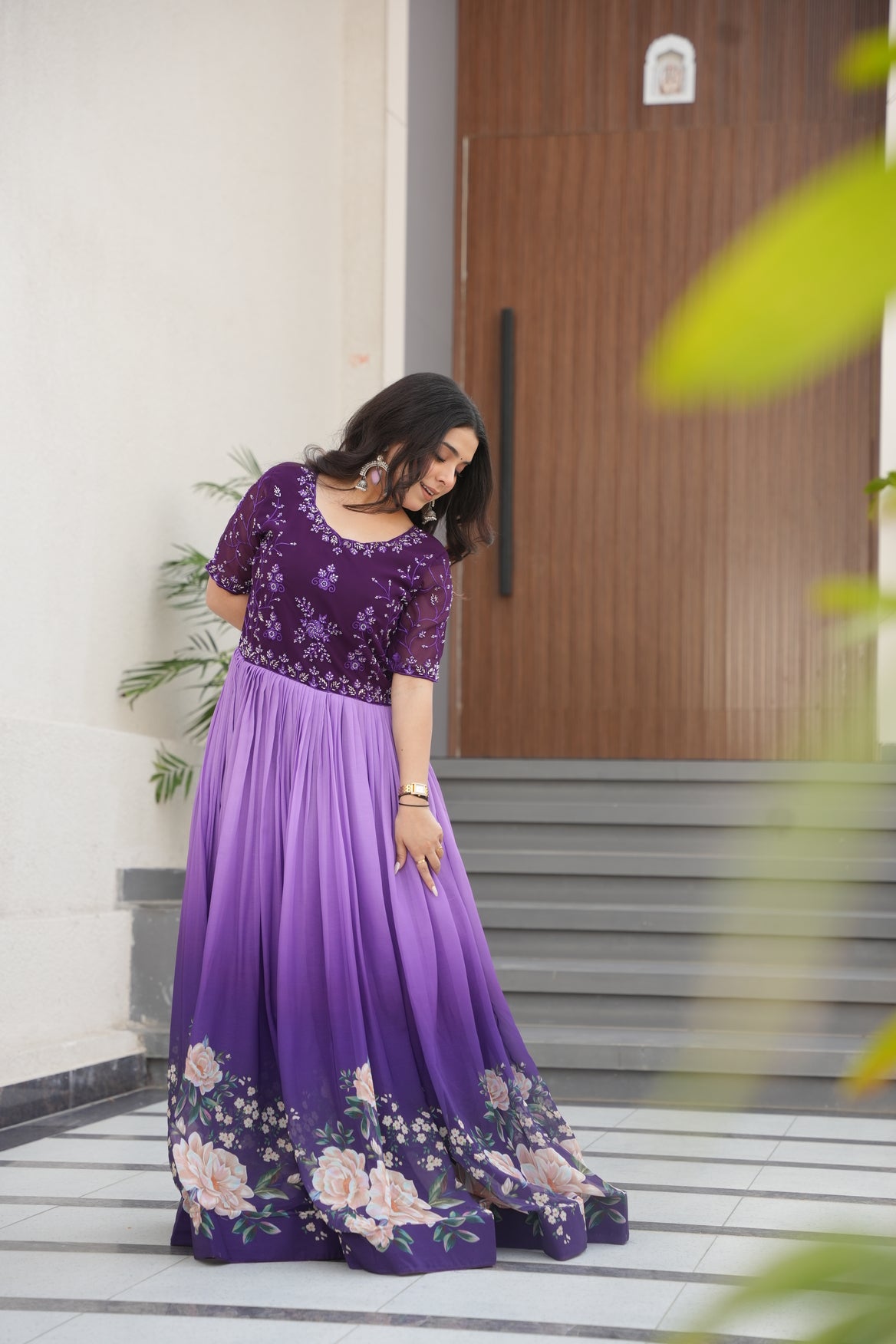 Purple Georgette Maxi Dress