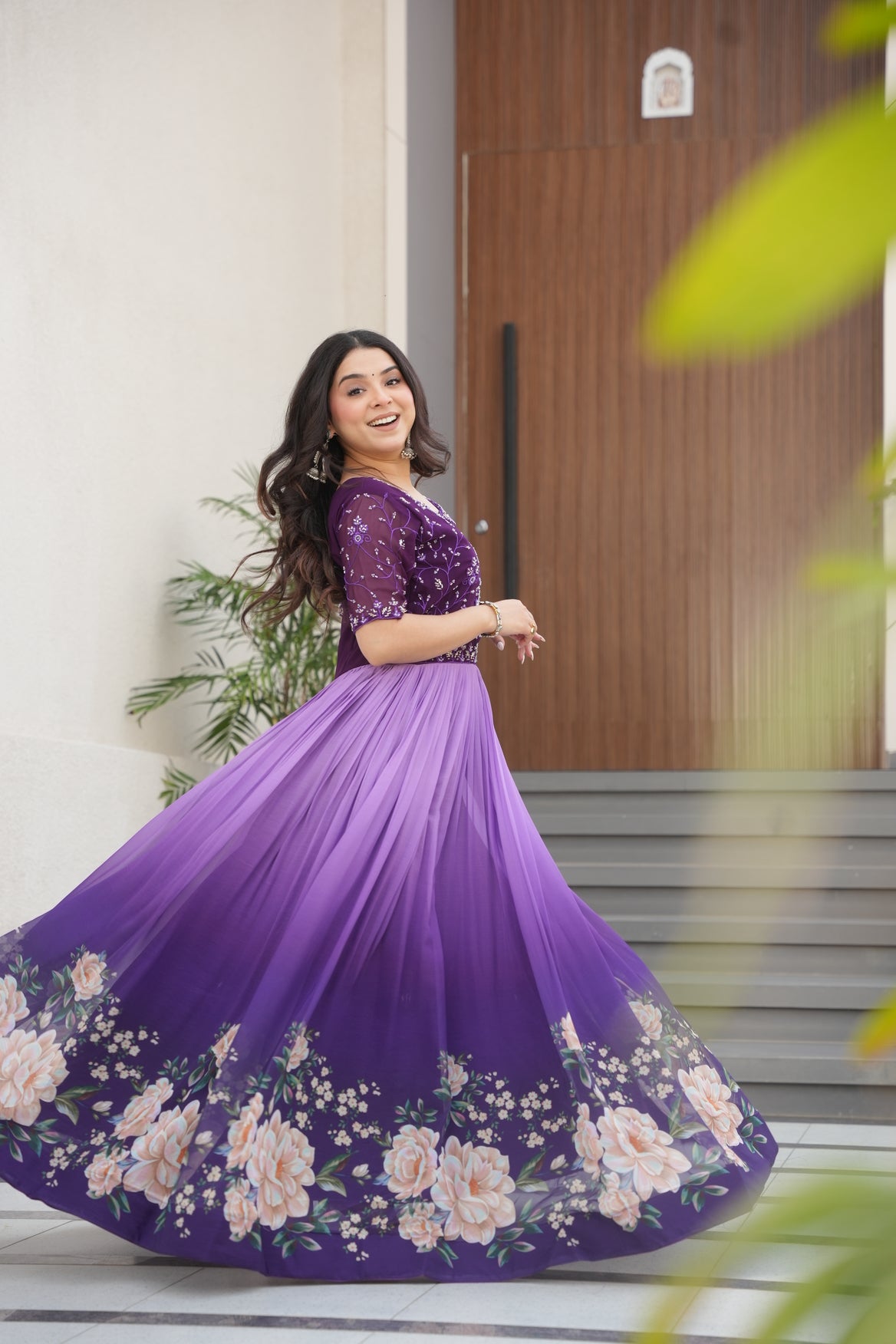 Purple Georgette Maxi Dress